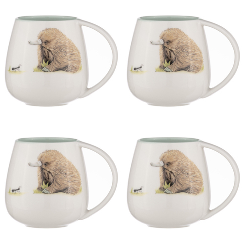 4PK Ashdene Bush Buddies Echidna Snuggle 500ml Mug - White