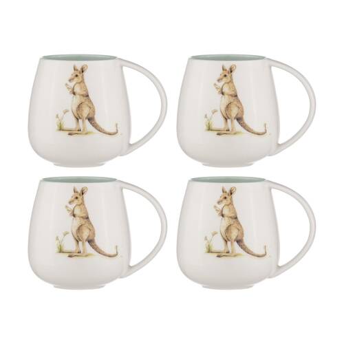 4PK Ashdene Bush Buddies Kangaroo Snuggle 500ml Mug - White
