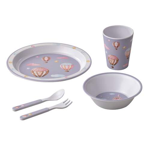 5pc Ashdene Up In The Sky Kids Melamine Dinner Set - Purple
