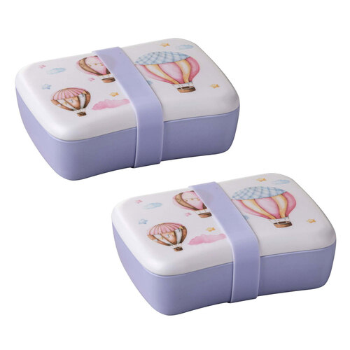 2PK Ashdene Up In The Sky Kids 17cm Melamine Lunch Box - Purple