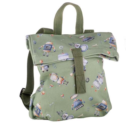 Ashdene Robots 27x31cm Backpack Kids Cotton Canvas Bag - Green