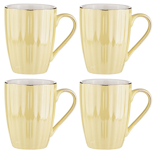 4pc Ashdene Parisienne Pearl Tea/Coffee Cup 350ml Mug Set - Buttermilk