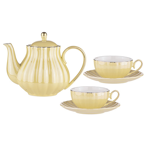 5pc Ashdene Parisienne Pearl Tea Set w/ Teapot/2x Cup/Saucer - Buttermilk