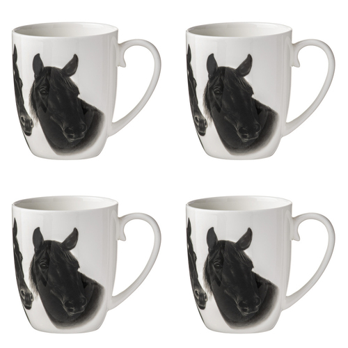 4PK Ashdene Trio Black 12cm Coffee/Tea Drink Mug - White