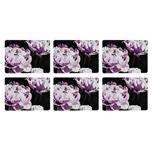 6pc Ashdene Dark Florals Peony 29x21.5cm Matte Cork Placemat