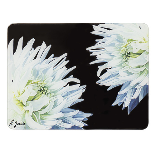 Ashdene Dark Florals White Dahlia 30x40cm Surface Protector