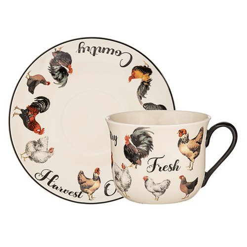 Ashdene Heartland Printed Drinking Cup & Saucer Tea Set 400ml