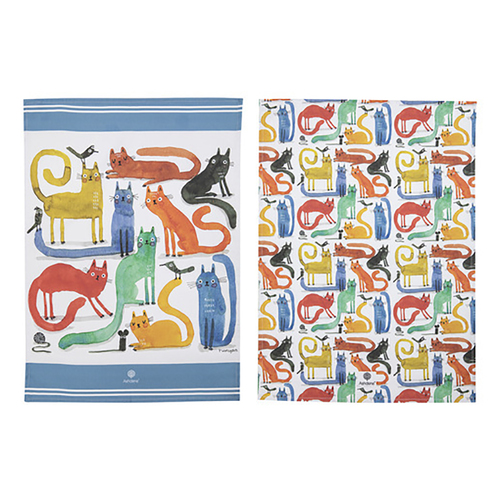 2pc Ashdene Quirky Cats 70x50cm Kitchen Towel - Assorted