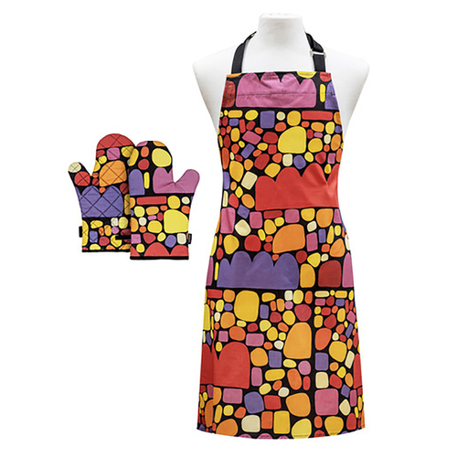 3pc Ashdene Puli Puli Apron & Oven Mitts Cooking Set