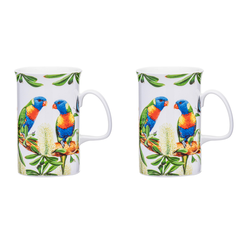 2PK Ashdene Australian Birds 320ml Coffee Mug - Rainbow Lorikeets