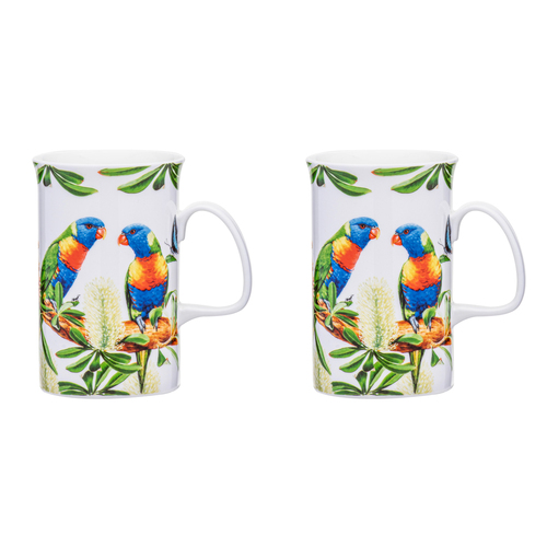 2PK Ashdene Australian Birds 320ml Coffee Mug - Rainbow Lorikeets