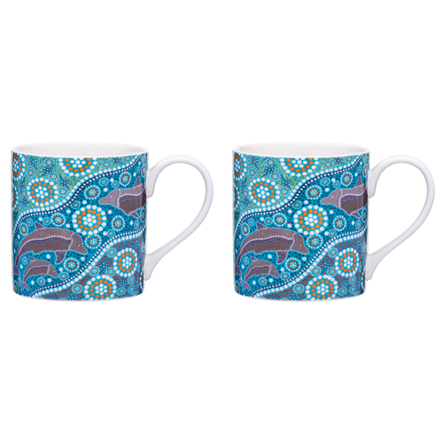 2PK Ashdene Maarakool Art 350ml Coffee Mug - Dolphins Dreaming