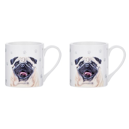 2PK Ashdene Paws & All 380ml Mug Coffee/Tea Cup - Pug