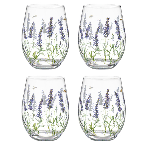 4pc Ashdene Lavender Fields 470ml Crystal Glass Tumbler Set