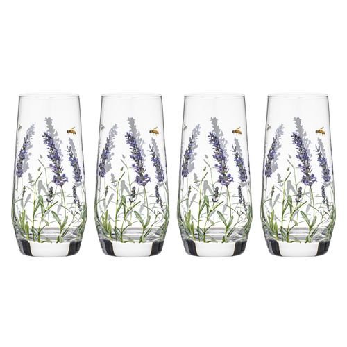 4pc Ashdene Lavender Fields 540ml Crystal Glass Highball Tumbler Set