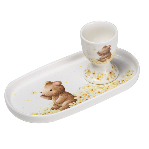 2pc Ashdene Little Darlings 50ml Egg Cup & Plate Set - Baby Bear Soldier