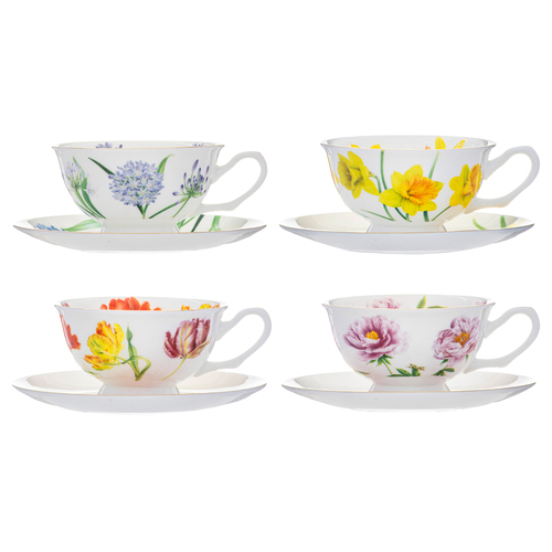 8pc Ashdene Botanical Symphony 220ml Cup & Saucer Set