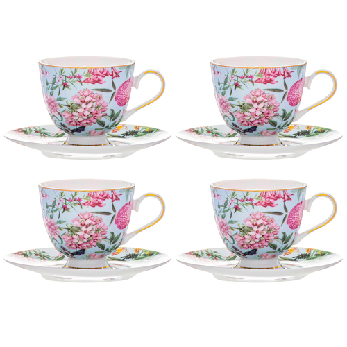 8pc Ashdene Romantic Garden 250ml Cup & Saucer Set