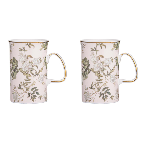 2PK Ashdene Elegant Rose Fine Bone China 11.5cm Coffee Mug - Blush