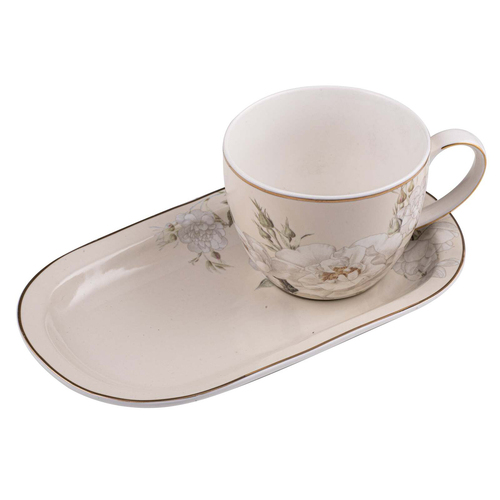 2pc Ashdene Elegant Rose New Bone China 500ml Mug & Plate Set - Cream