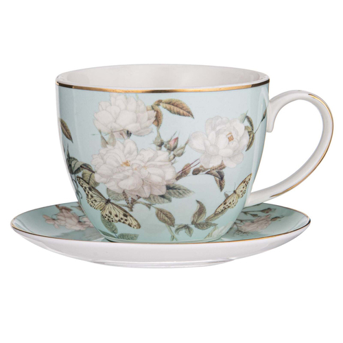 2pc Ashdene Elegant Rose 310ml Fine Bone China Cup & Saucer Set - Mint