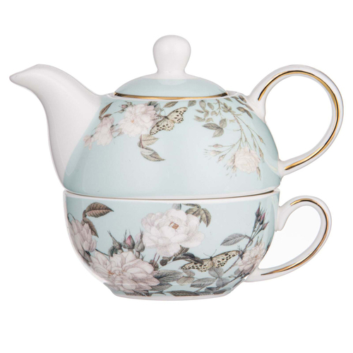 Ashdene Elegant Rose New Bone China 250ml Tea For One - Mint