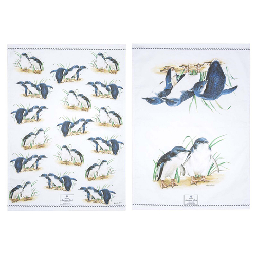 2PK Ashdene Australian Birds 70x50cm Penguins Cotton Kitchen Towel