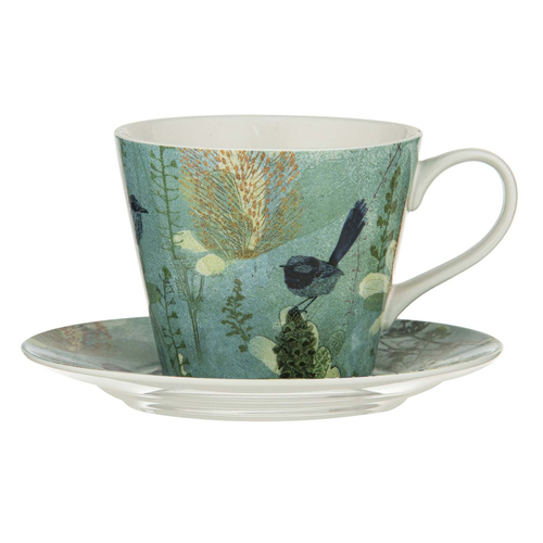 2pc Ashdene New Bone China 340ml Enchanting Banksia Cup & Saucer Set - Green