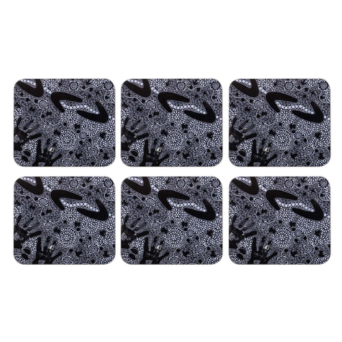 6pc Ashdene Hardboard/Cork Maintaining Our Culture Coaster - Black