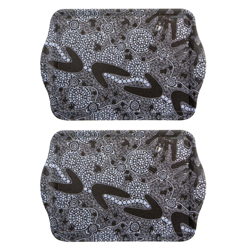 2pc Ashdene Matte Melamine Maintaining Our Culture 21cm Scatter Tray - Black