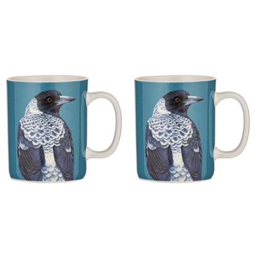 2PK Ashdene New Bone China 350ml Modern Birds Magpie Mug