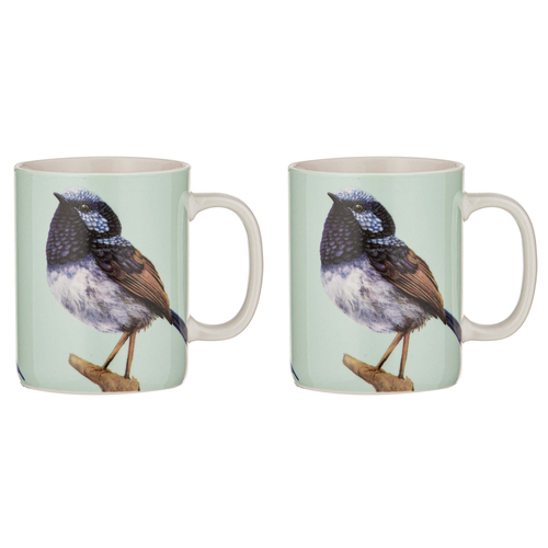 2PK Ashdene New Bone China 350ml Modern Birds Wren Mug