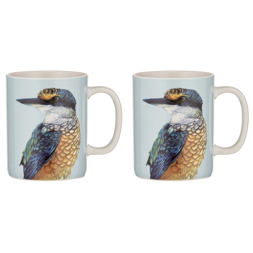 2PK Ashdene New Bone China 350ml Modern Birds Kingfisher Mug