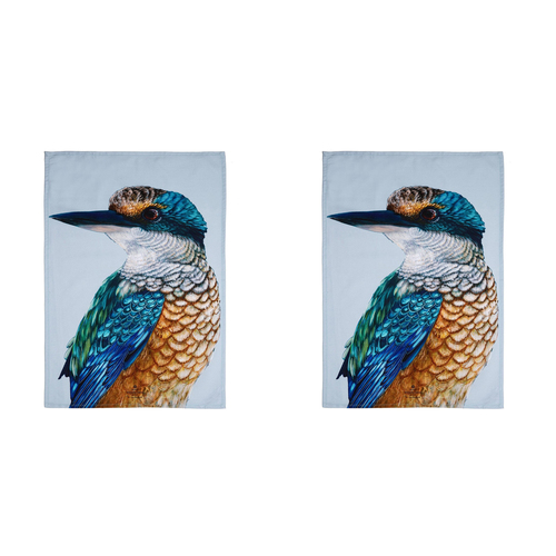 2PK Ashdene Cotton 70x50cm Modern Birds Kingfisher Kitchen Towel