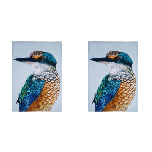 2PK Ashdene Cotton 70x50cm Modern Birds Kingfisher Kitchen Towel