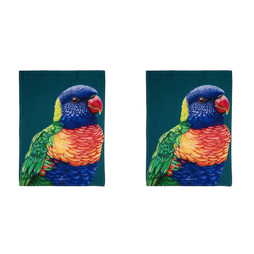 2PK Ashdene Cotton 70x50cm Modern Birds Rainbow Lorikeet Kitchen Towel