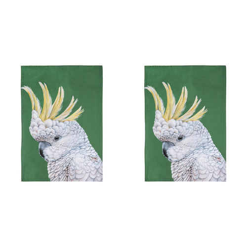 2PK Ashdene Cotton 70x50cm Modern Birds Cockatoo Kitchen Towel