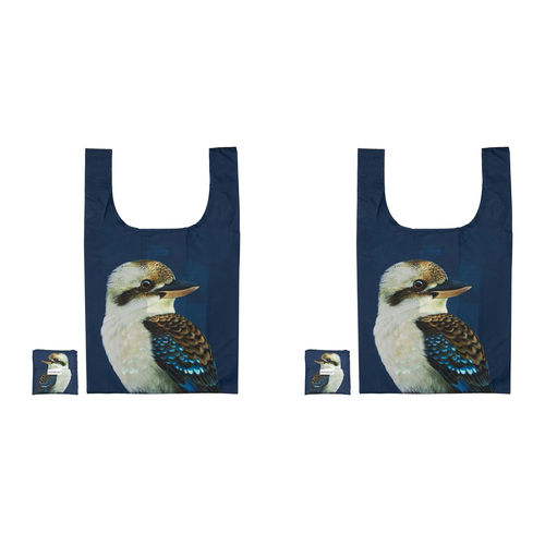 2PK Ashdene Plastic 64x36cm Modern Birds Kookaburra Shopping Bag