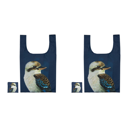 2PK Ashdene Plastic 64x36cm Modern Birds Kookaburra Shopping Bag