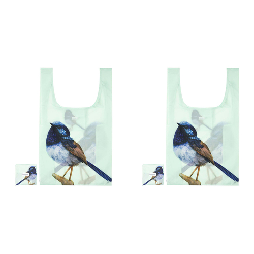 2PK Ashdene Plastic 64x36cm Modern Birds Wren Shopping Bag