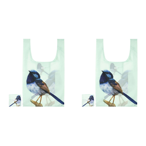 2PK Ashdene Plastic 64x36cm Modern Birds Wren Shopping Bag