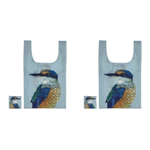 2PK Ashdene Plastic 64x36cm Modern Birds Kingfisher Shopping Bag