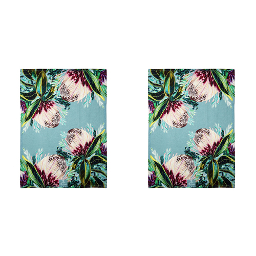 2PK Ashdene Linen 70x50cm Radiance Misty Kitchen Towel - Blue