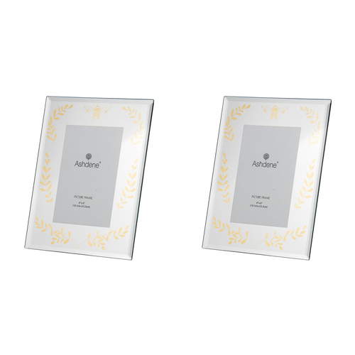 2PK Ashdene Elegant Bee Silver Mirrored Picture Display Photo Frame