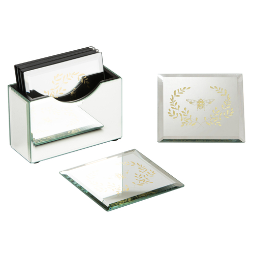 6pc Ashdene Elegant Bee Mirrored Cup/Mug Table Coasters