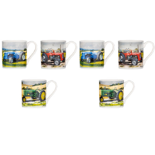 6PK Ashdene Tractors Then/Now Fine Bone China Mug - Assorted