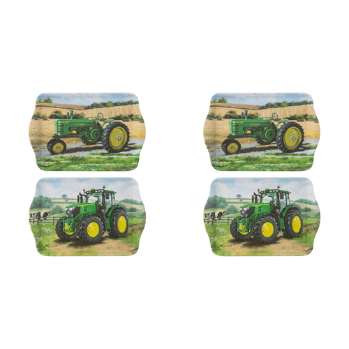2x 2pc Ashdene Tractors Then/Now John Deere Serving Platter Scatter Tray