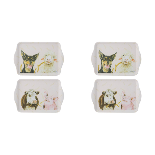 2x 2pc Ashdene Farmyard Faces Serving Platter Scatter Tray