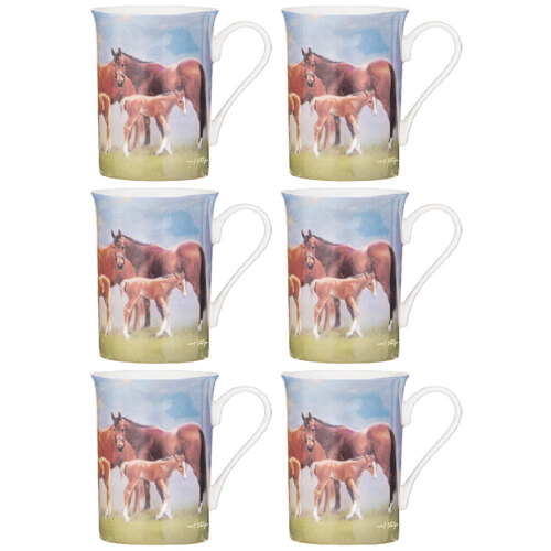6PK Ashdene Mares & Foals Paddock Family Fine Bone China Mug