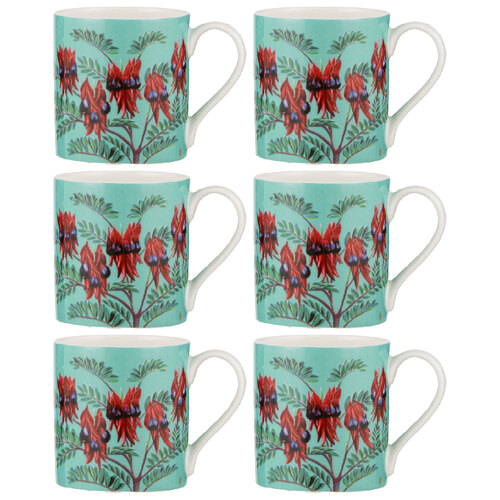 6PK Ashdene Native Flora Sturt's Desert Pea Fine Bone China Mug